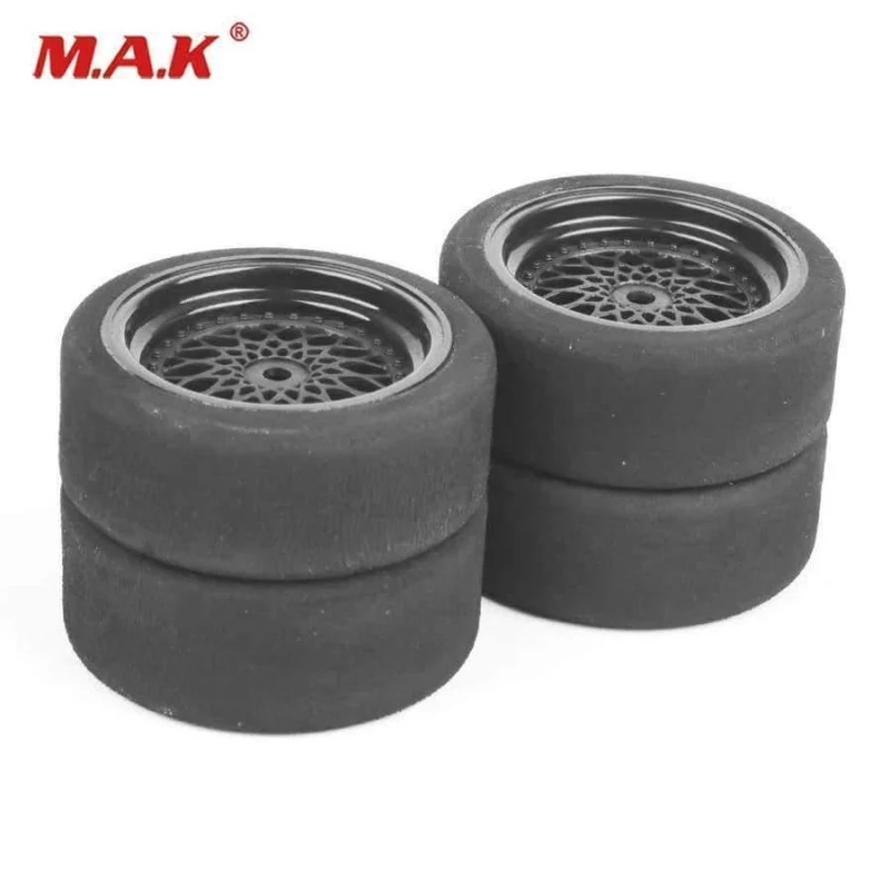 4pcs / lot Rc Autoreifen 3mm Offset Schwamm Reifen Felge Fit HSP HPI 1 / 10 Skala On-Road Rennwagen Spielzeug Einzigartige Schaumreifen 23001