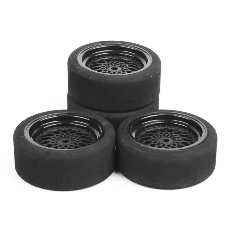 4pcs / lot Rc Autoreifen 3mm Offset Schwamm Reifen Felge Fit HSP HPI 1 / 10 Skala On-Road Rennwagen Spielzeug Einzigartige Schaumreifen 23001