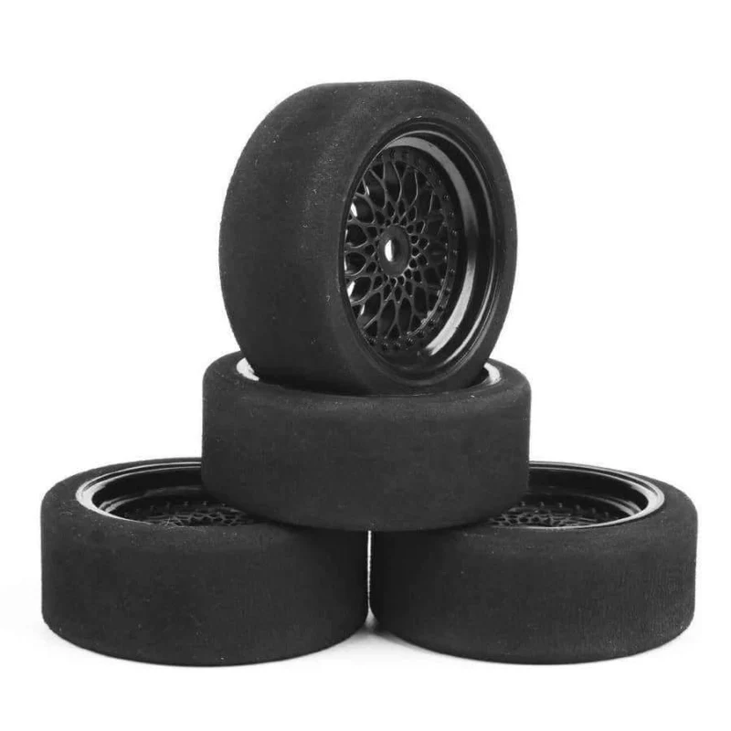4pcs / lot Rc Autoreifen 3mm Offset Schwamm Reifen Felge Fit HSP HPI 1 / 10 Skala On-Road Rennwagen Spielzeug Einzigartige Schaumreifen 23001