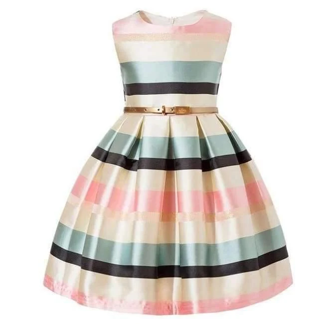 Baby Girl Princess Dress Kids Stripe Sleeveless Dresses For Toddler Children European American Fashion Clothing