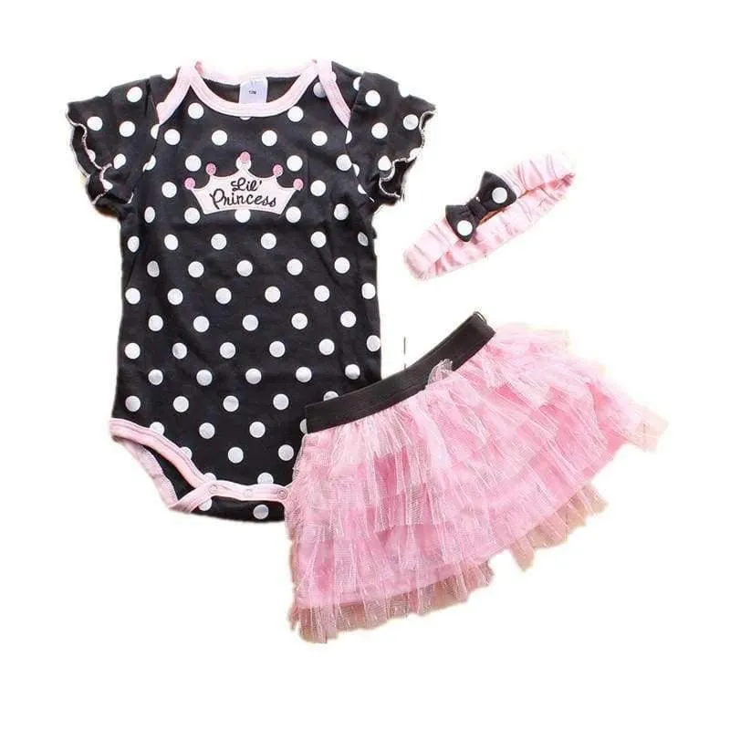 Baby Girl Clothes Newborn 3 Piece Suits Short Romper +Tutu Skirt + Headband Summer Girls Clothing sets for Infant Outfits