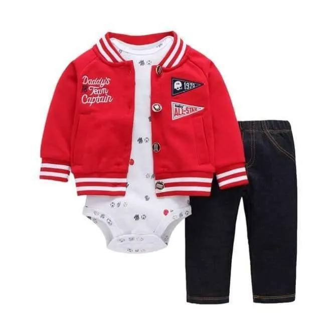 Newborn Baby boy Girls 3 Pieces Set Clothes Hooded Zipper Full Sleeve Open flowers Coat+Full Sleeve Bodysuits+Pants