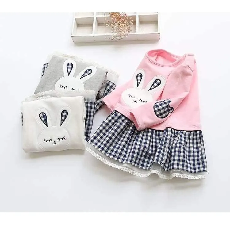 Quality Spring Baby Girl Clothes Girl Baby Dress Long Sleeve Cartoon Embroiderie Bunny Princess Dress Clothes 3 Designs
