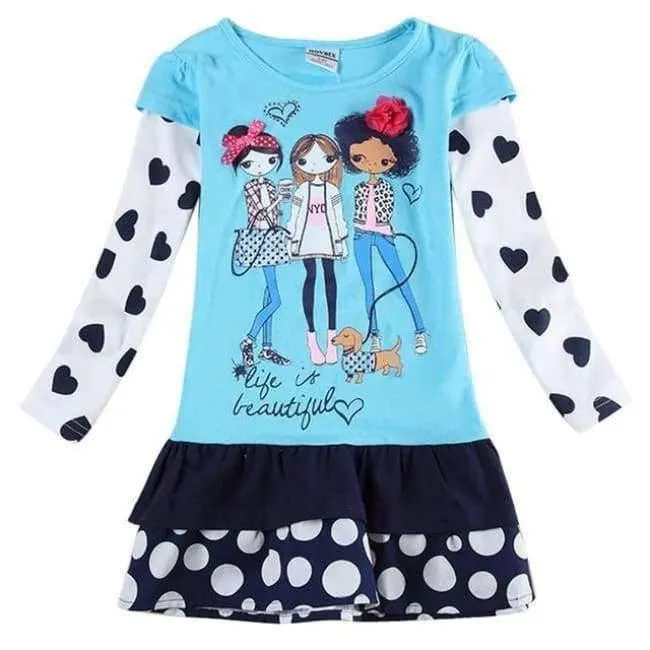 New Kids Clothes Baby Girls Dress Child Floral Clothing for Girls Long Seeve Flower Princess Party Dress