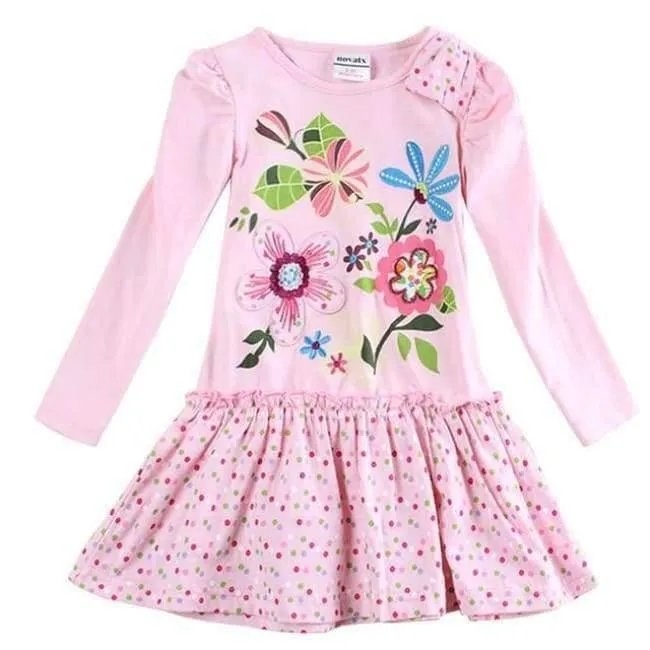 New Kids Clothes Baby Girls Dress Child Floral Clothing for Girls Long Seeve Flower Princess Party Dress