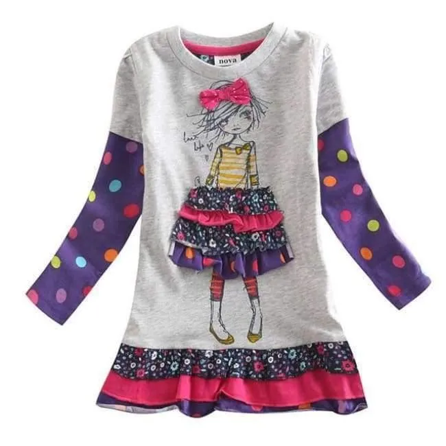 New Kids Clothes Baby Girls Dress Child Floral Clothing for Girls Long Seeve Flower Princess Party Dress