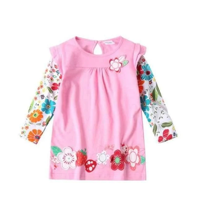 New Kids Clothes Baby Girls Dress Child Floral Clothing for Girls Long Seeve Flower Princess Party Dress