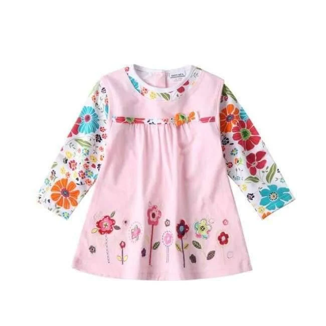 New Kids Clothes Baby Girls Dress Child Floral Clothing for Girls Long Seeve Flower Princess Party Dress