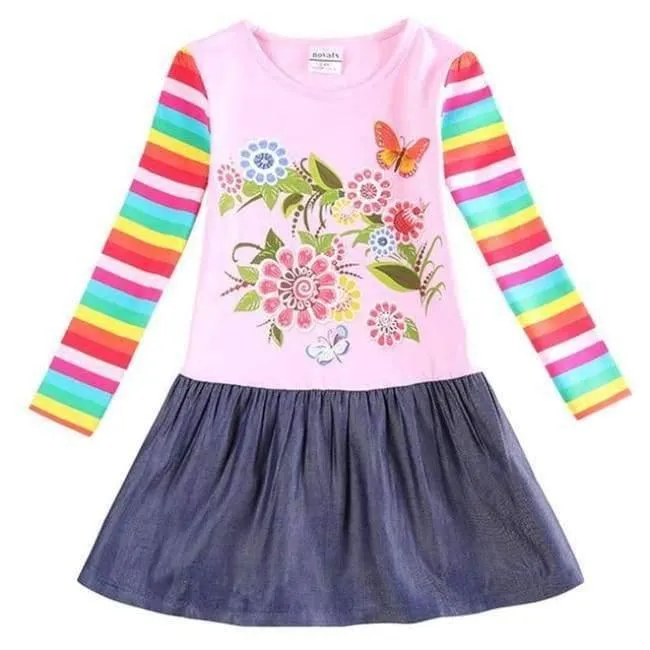 New Kids Clothes Baby Girls Dress Child Floral Clothing for Girls Long Seeve Flower Princess Party Dress