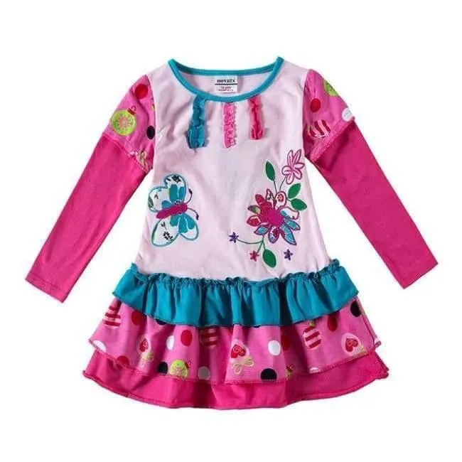 New Kids Clothes Baby Girls Dress Child Floral Clothing for Girls Long Seeve Flower Princess Party Dress