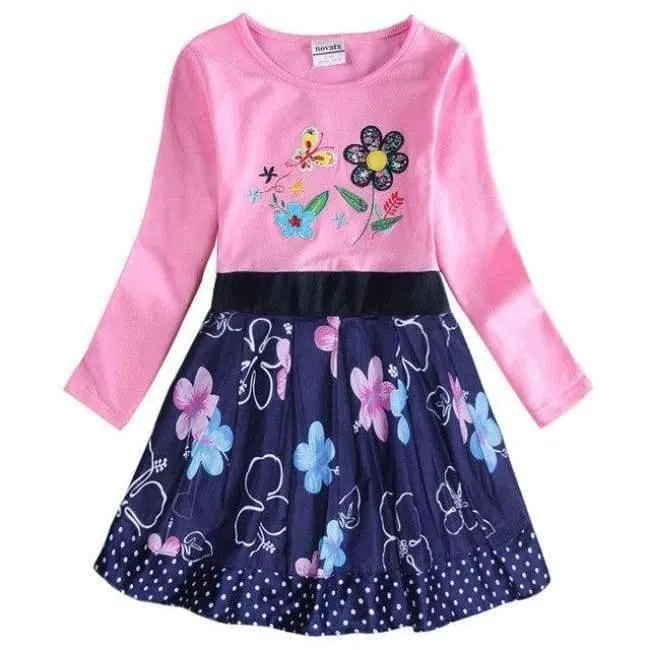 New Kids Clothes Baby Girls Dress Child Floral Clothing for Girls Long Seeve Flower Princess Party Dress