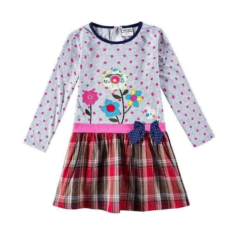 New Kids Clothes Baby Girls Dress Child Floral Clothing for Girls Long Seeve Flower Princess Party Dress