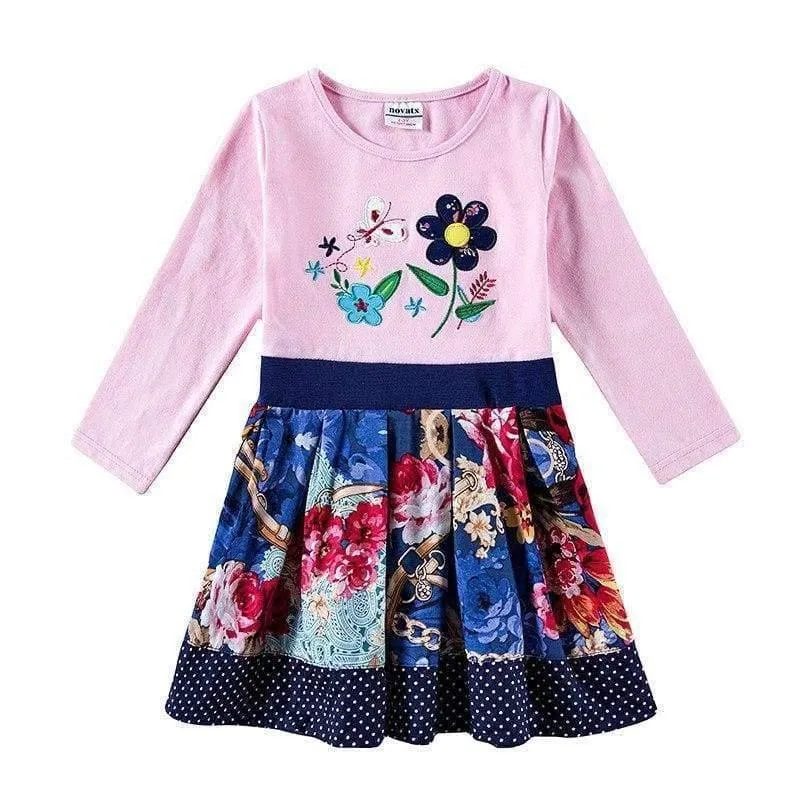 New Kids Clothes Baby Girls Dress Child Floral Clothing for Girls Long Seeve Flower Princess Party Dress