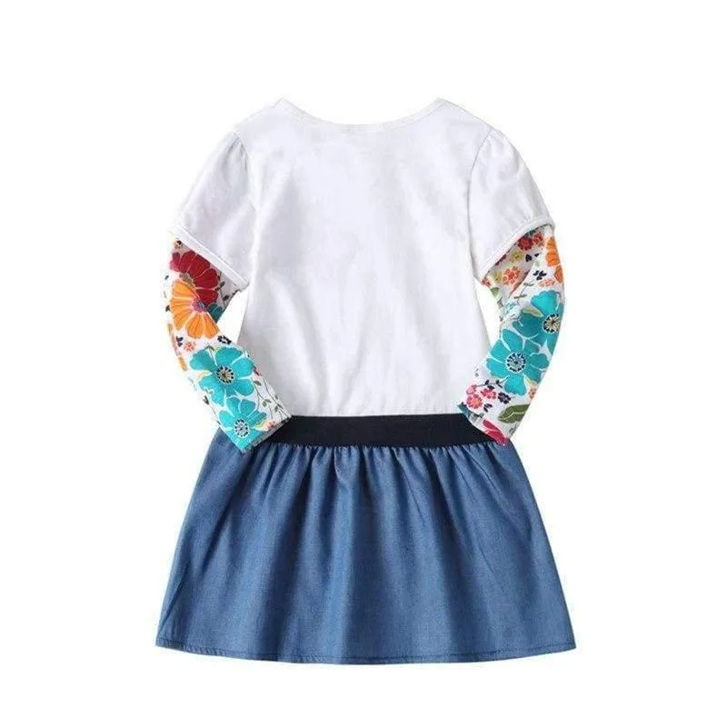 New Kids Clothes Baby Girls Dress Child Floral Clothing for Girls Long Seeve Flower Princess Party Dress