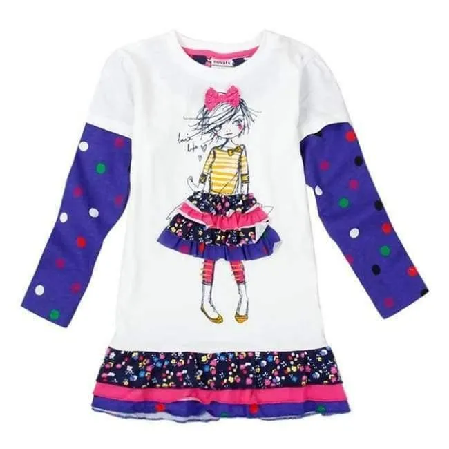 New Kids Clothes Baby Girls Dress Child Floral Clothing for Girls Long Seeve Flower Princess Party Dress
