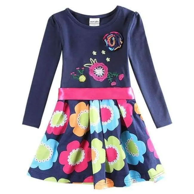 New Kids Clothes Baby Girls Dress Child Floral Clothing for Girls Long Seeve Flower Princess Party Dress