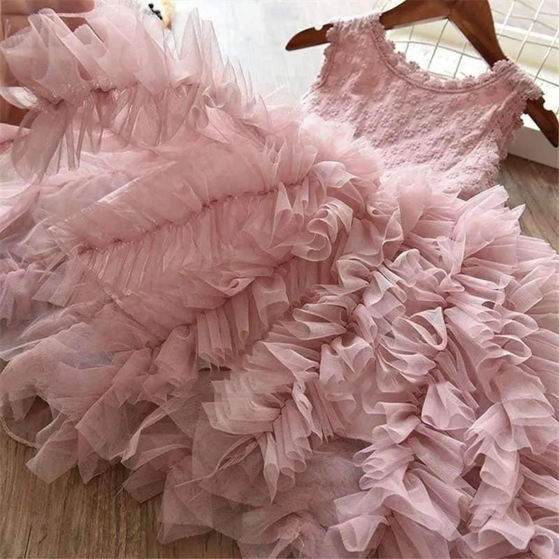 Children Formal Clothes Kids Fluffy Cake Smash Dress Girls Clothes For Christmas Halloween Birthday Costume Tutu Lace Outfits 8T