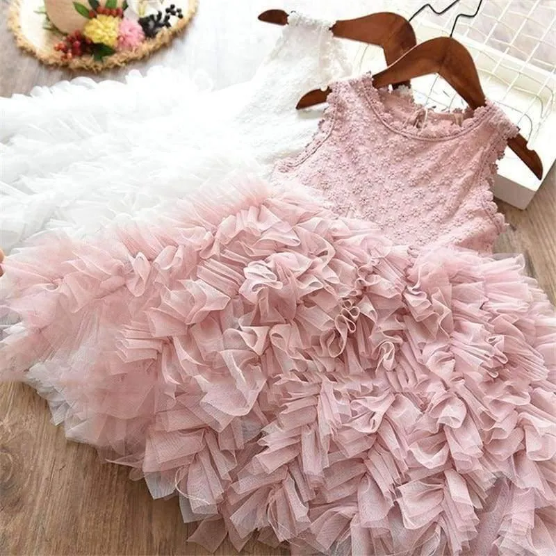 Children Formal Clothes Kids Fluffy Cake Smash Dress Girls Clothes For Christmas Halloween Birthday Costume Tutu Lace Outfits 8T