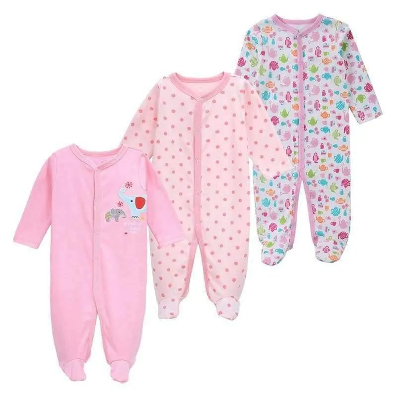 3 Pack Baby Girls Boy Clothes Newborn Pajamas Toddler Infant Sleepwear 0-12 Months Baby Romper Babies Clothing Set