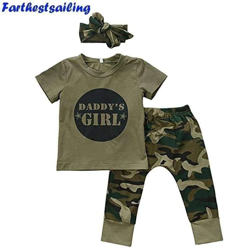 Baby Girls Boys Clothes Set New Summer Newborn Baby Girl Clothing Short Sleeve T Shirt Pant Toddler Camouflage Outfits Set