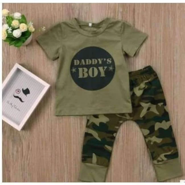 Baby Girls Boys Clothes Set New Summer Newborn Baby Girl Clothing Short Sleeve T Shirt Pant Toddler Camouflage Outfits Set