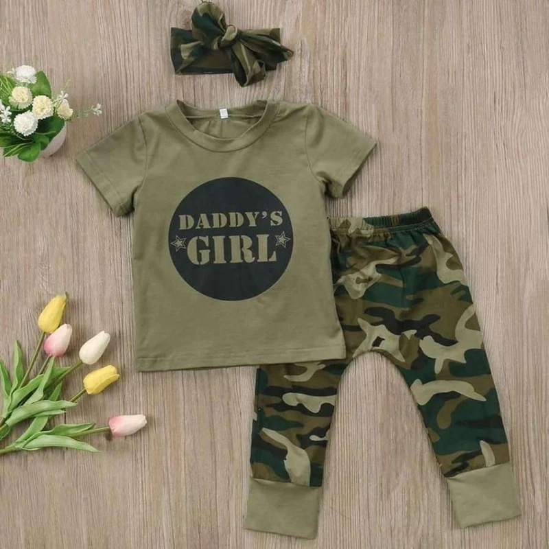 Baby Girls Boys Clothes Set New Summer Newborn Baby Girl Clothing Short Sleeve T Shirt Pant Toddler Camouflage Outfits Set
