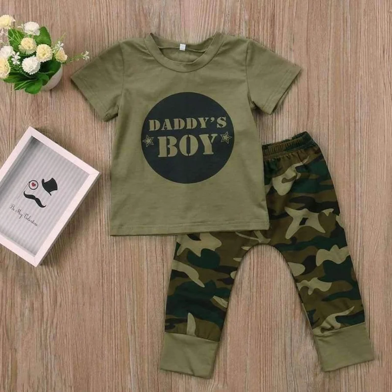Baby Girls Boys Clothes Set New Summer Newborn Baby Girl Clothing Short Sleeve T Shirt Pant Toddler Camouflage Outfits Set