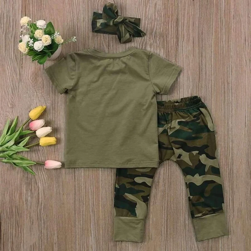 Baby Girls Boys Clothes Set New Summer Newborn Baby Girl Clothing Short Sleeve T Shirt Pant Toddler Camouflage Outfits Set