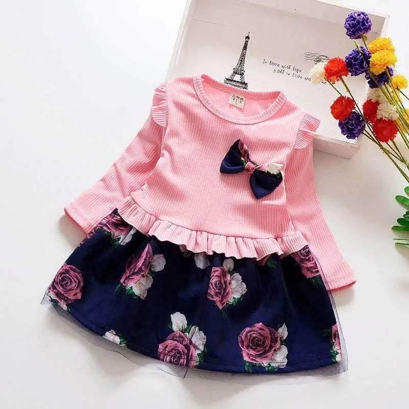 Baby spring Girl Dress Christmas Party Dresses Kids Girls Floral Clothes Children Girl Dress baby girl clothing dress