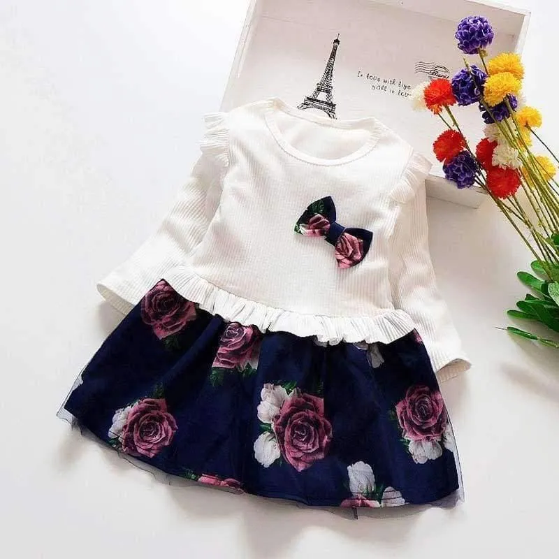 Baby spring Girl Dress Christmas Party Dresses Kids Girls Floral Clothes Children Girl Dress baby girl clothing dress
