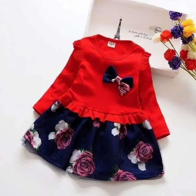 Baby spring Girl Dress Christmas Party Dresses Kids Girls Floral Clothes Children Girl Dress baby girl clothing dress