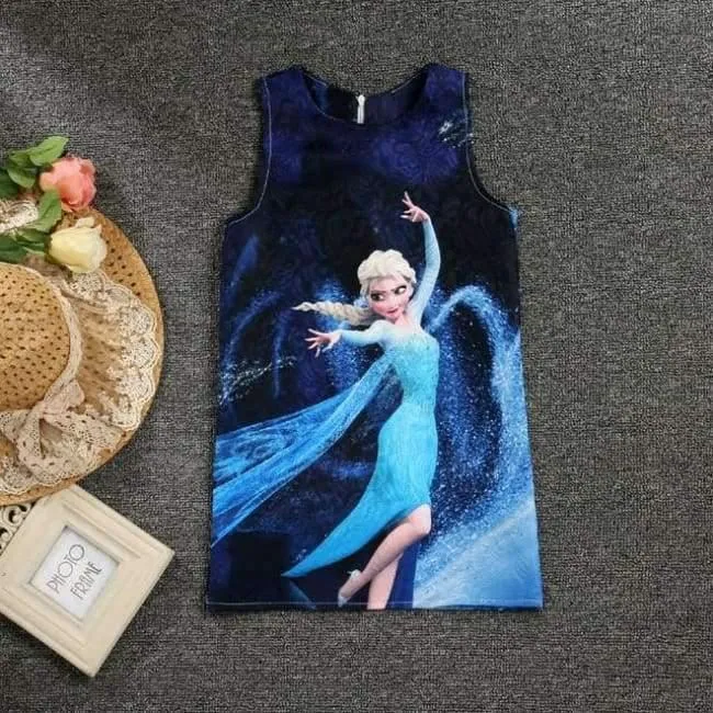 Summer Baby Girl Dress Queen Princess Anna Elsa Dress Vestidos Butterfly Print Party Dress Kids Elza Costume Kids Clothes