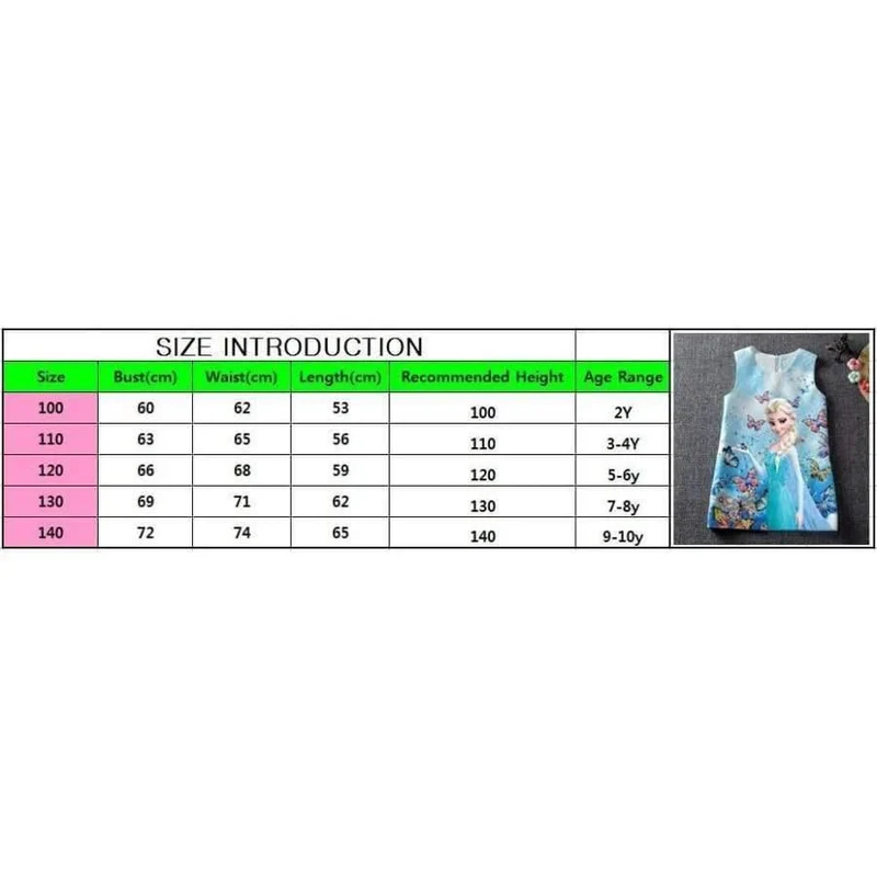 Summer Baby Girl Dress Queen Princess Anna Elsa Dress Vestidos Butterfly Print Party Dress Kids Elza Costume Kids Clothes