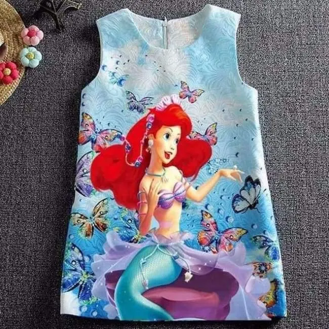Summer Baby Girl Dress Queen Princess Anna Elsa Dress Vestidos Butterfly Print Party Dress Kids Elza Costume Kids Clothes