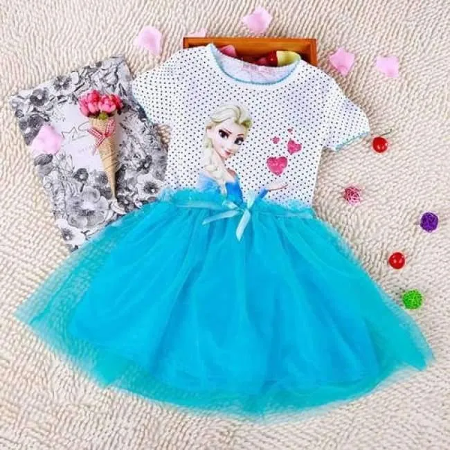 3-8 Years Summer Baby Girl Dress Princess Vestidos Fever Anna Elsa Dress Children Clothing For Kids Birthday Party Costume