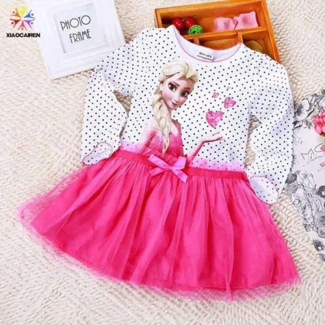 3-8 Years Summer Baby Girl Dress Princess Vestidos Fever Anna Elsa Dress Children Clothing For Kids Birthday Party Costume
