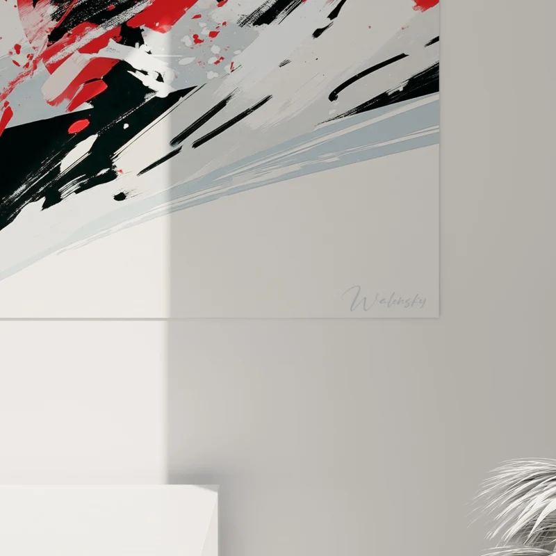 Tableau Snowboardeur rouge et blanc en éclaboussures - Masque de ski gris - Edition Snowboard