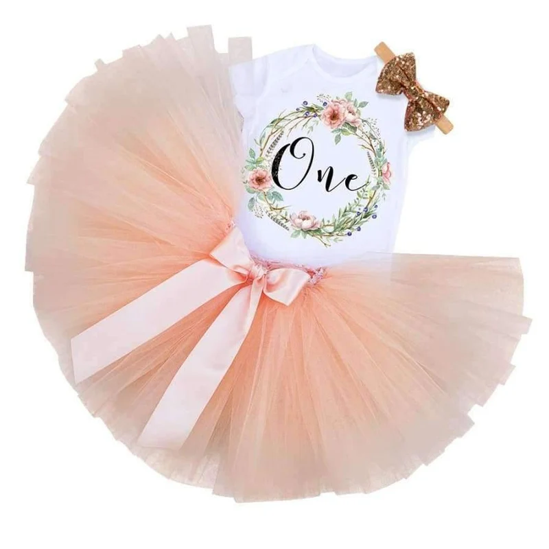 Little Girl 1st Birthday Party Sets Baby Tutu Cake Smash Outfits Sets First Christmas Gift Toddler Girls Kids Baptism Clothes
