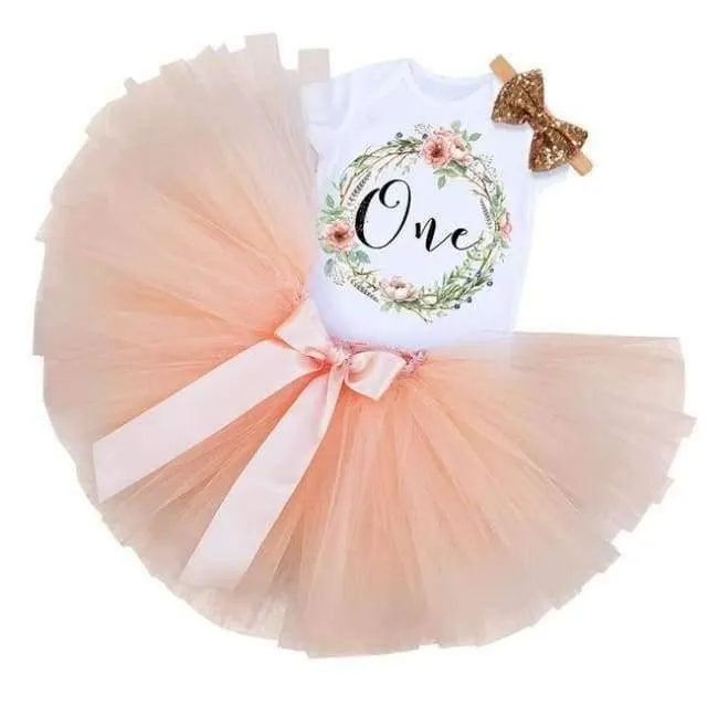 Little Girl 1st Birthday Party Sets Baby Tutu Cake Smash Outfits Sets First Christmas Gift Toddler Girls Kids Baptism Clothes