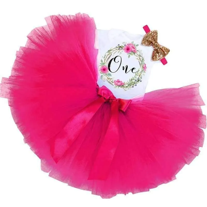Little Girl 1st Birthday Party Sets Baby Tutu Cake Smash Outfits Sets First Christmas Gift Toddler Girls Kids Baptism Clothes