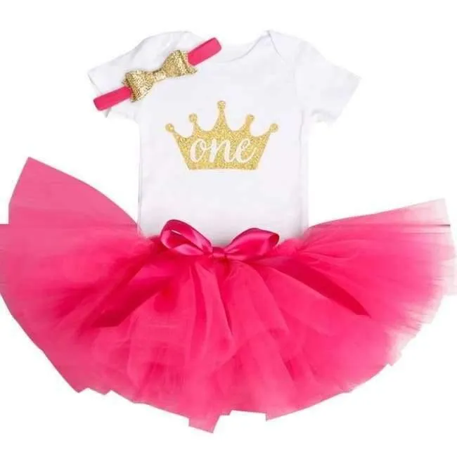 Little Girl 1st Birthday Party Sets Baby Tutu Cake Smash Outfits Sets First Christmas Gift Toddler Girls Kids Baptism Clothes