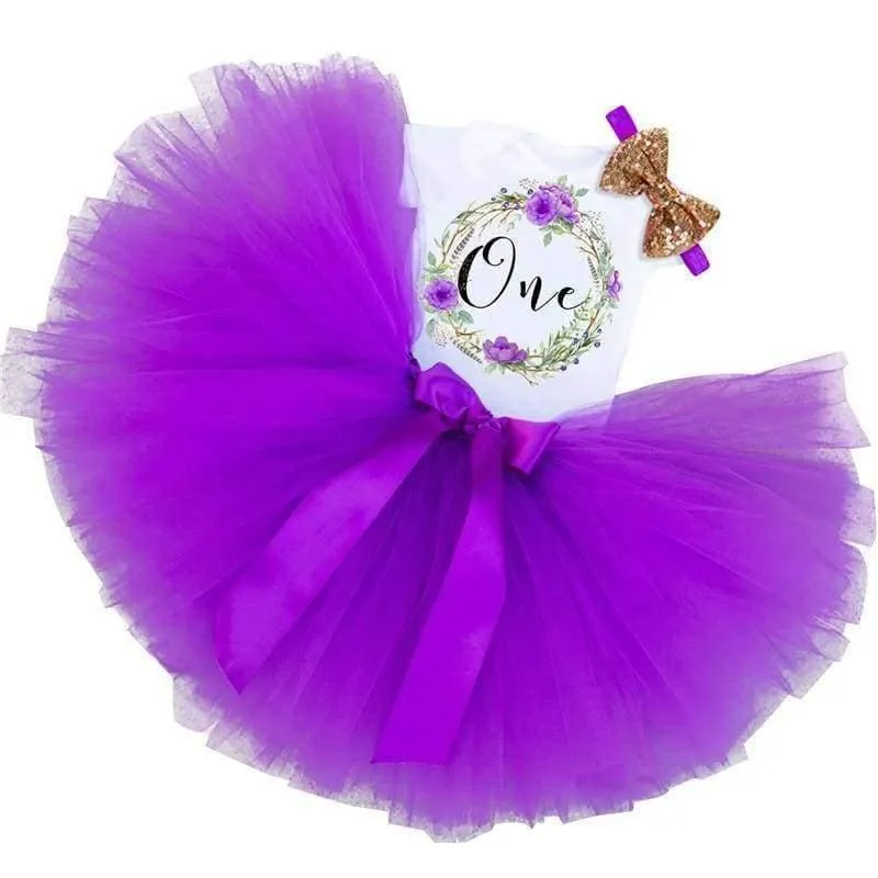 Little Girl 1st Birthday Party Sets Baby Tutu Cake Smash Outfits Sets First Christmas Gift Toddler Girls Kids Baptism Clothes