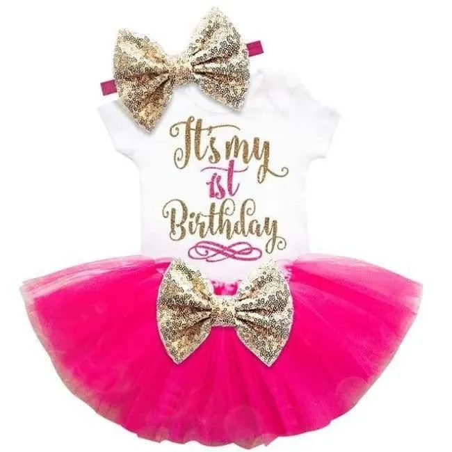 Little Girl 1st Birthday Party Sets Baby Tutu Cake Smash Outfits Sets First Christmas Gift Toddler Girls Kids Baptism Clothes