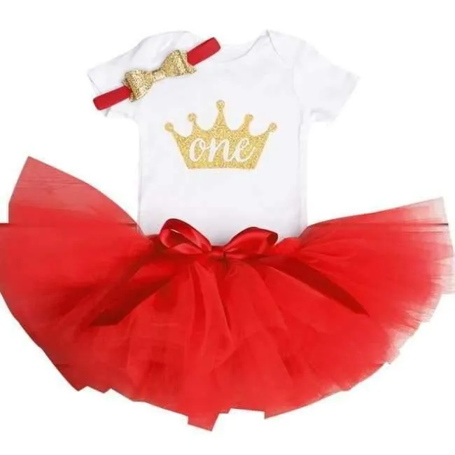 Little Girl 1st Birthday Party Sets Baby Tutu Cake Smash Outfits Sets First Christmas Gift Toddler Girls Kids Baptism Clothes