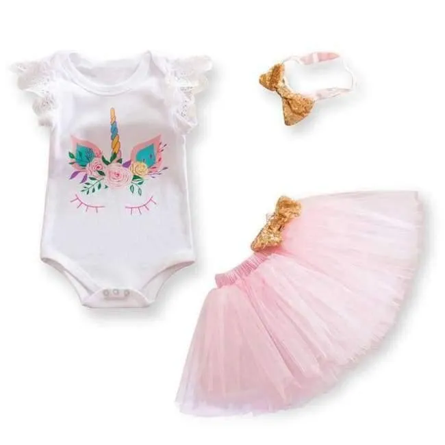 Little Girl 1st Birthday Party Sets Baby Tutu Cake Smash Outfits Sets First Christmas Gift Toddler Girls Kids Baptism Clothes
