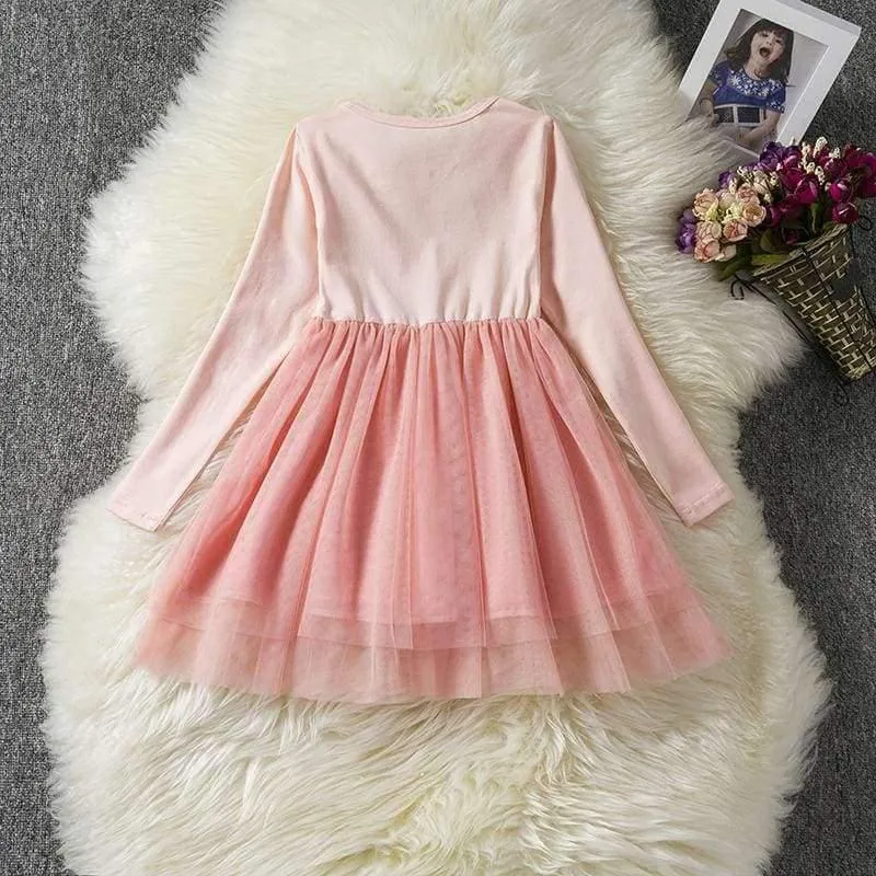 Girl Christmas Party Dress Unicorn Tutu Costume For Kids Unicorn Party Long Sleeve Dresses For Girls 2 4 6 Yrs Clothing
