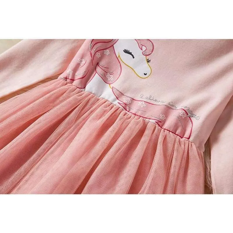 Girl Christmas Party Dress Unicorn Tutu Costume For Kids Unicorn Party Long Sleeve Dresses For Girls 2 4 6 Yrs Clothing