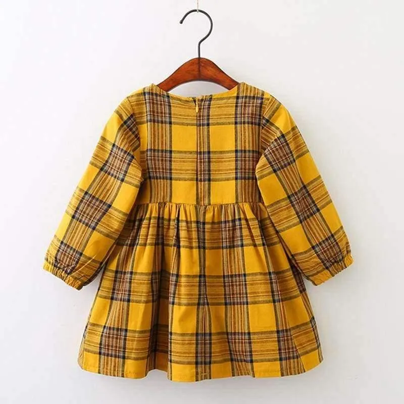 Girls Dress Autumn Winter Brand Girl Clothes Plaid Fur Ball Bow New Design Baby Girls Dress Girls Casual Dresses Kids