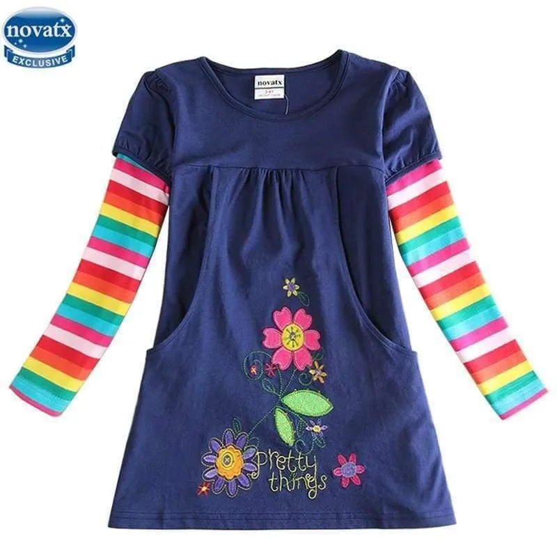 Kids princess girl dress full sleeve floral high quality dresses girl clothes children baby girl dresses kids