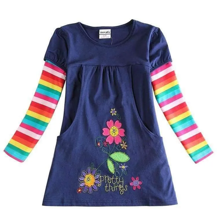 Kids princess girl dress full sleeve floral high quality dresses girl clothes children baby girl dresses kids